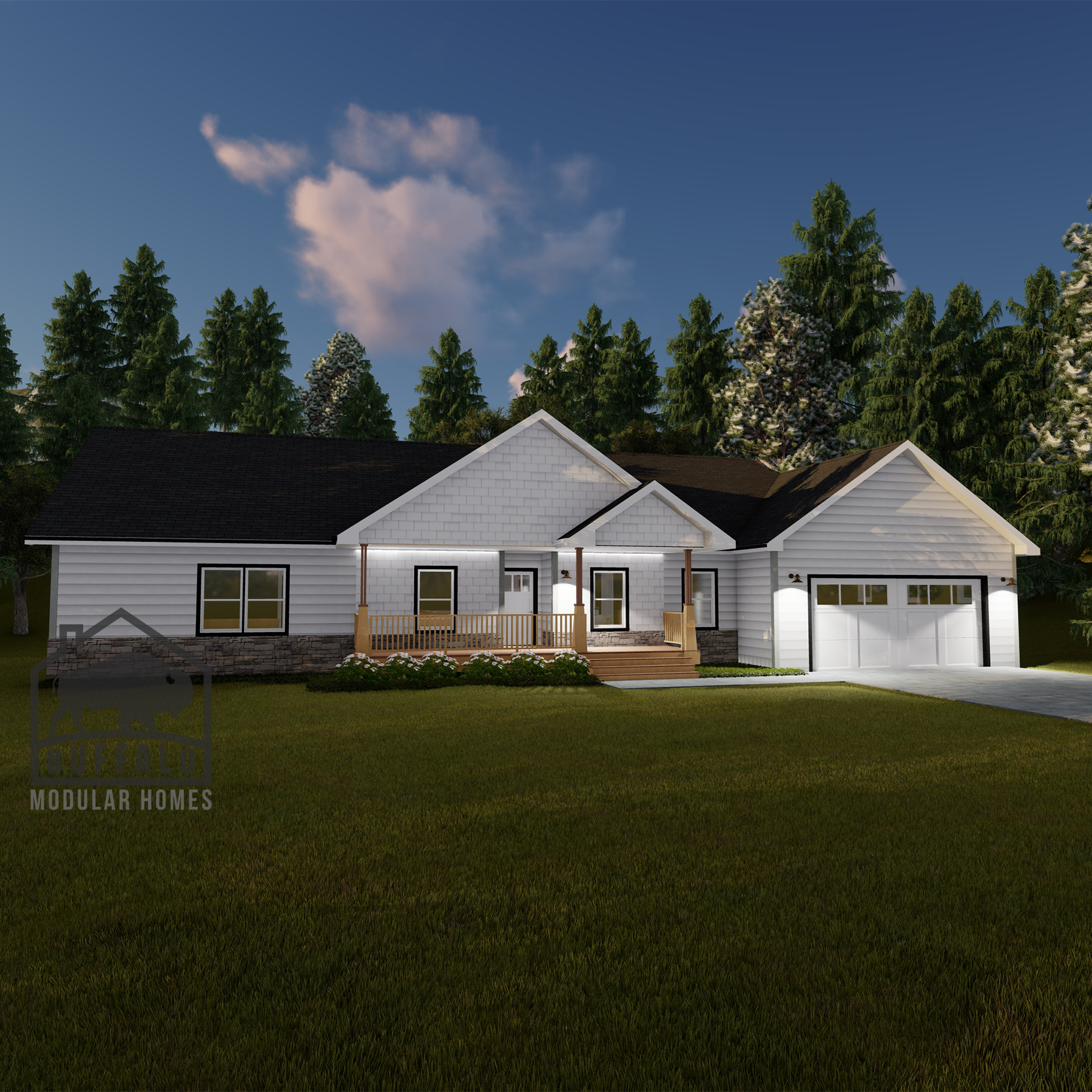 Limited series prefab modular home plan rendering
