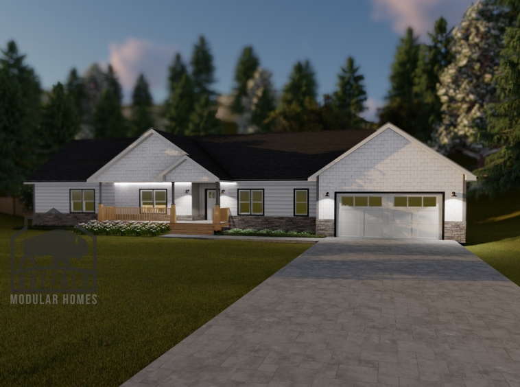 Limited series prefab modular home plan rendering
